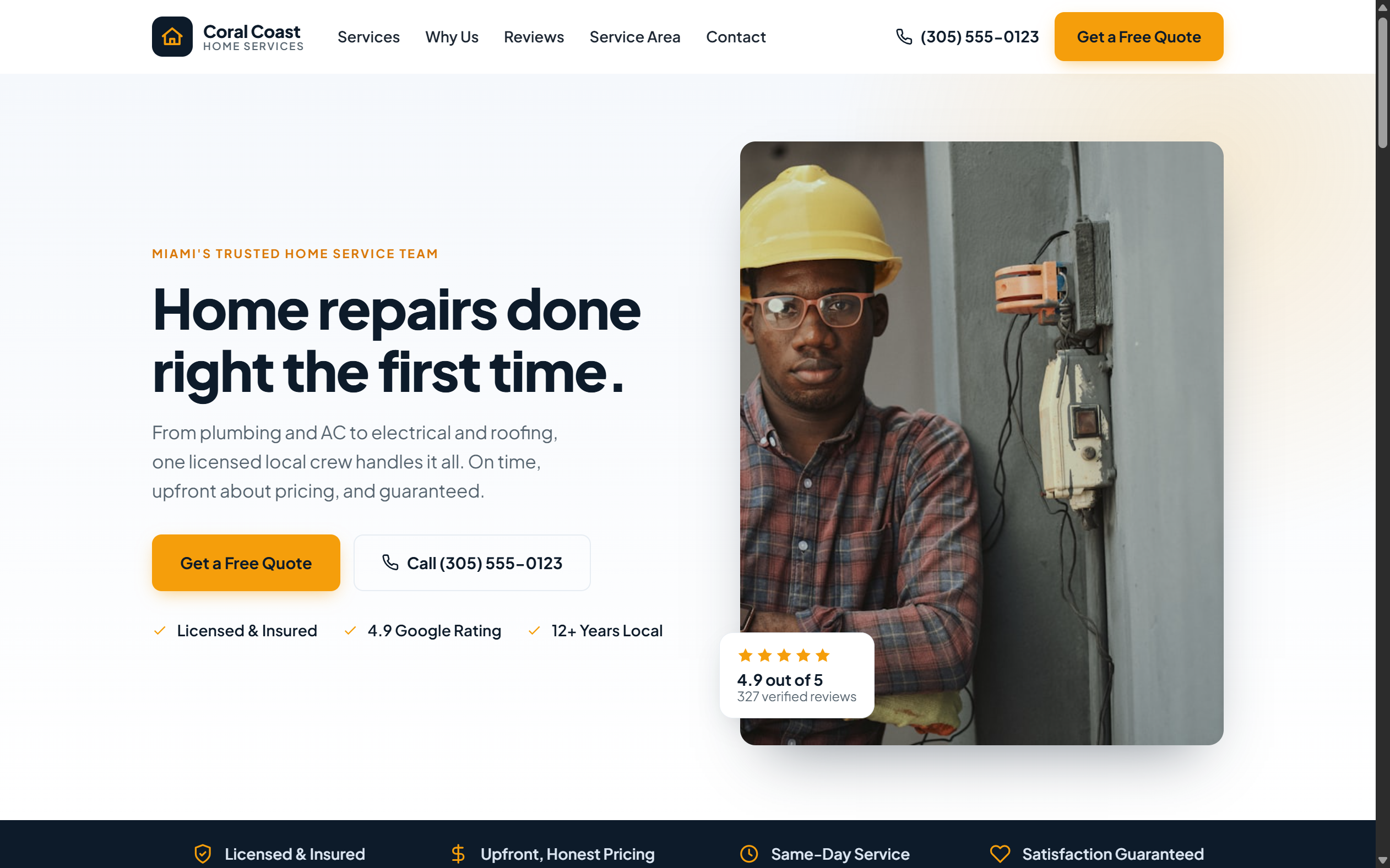 Example contractor website built by AnvilWired